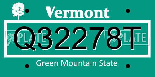 Q32278T Vermont License Plate