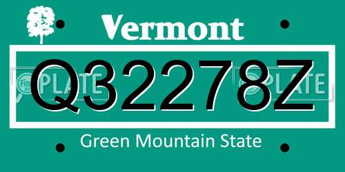 Q32278Z Vermont License Plate