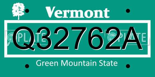 Q32762A Vermont License Plate