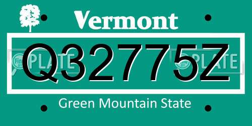 Q32775Z Vermont License Plate