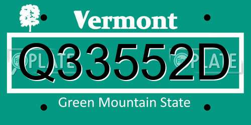 Q33552D Vermont License Plate