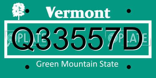 Q33557D Vermont License Plate