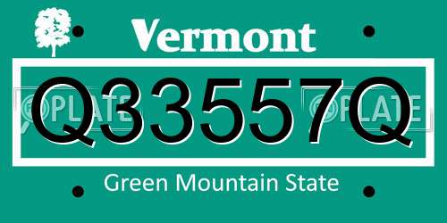 Q33557Q Vermont License Plate