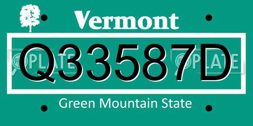 Q33587D Vermont License Plate