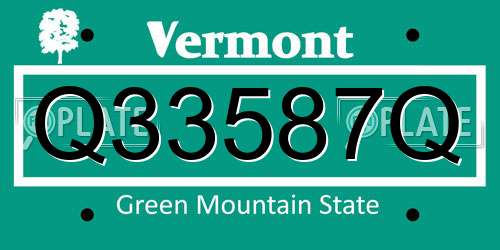Q33587Q Vermont License Plate