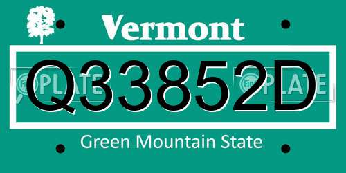 Q33852D Vermont License Plate