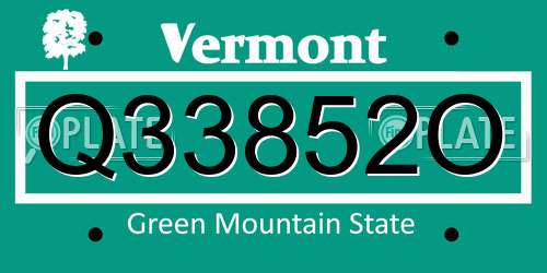 Q33852O Vermont License Plate