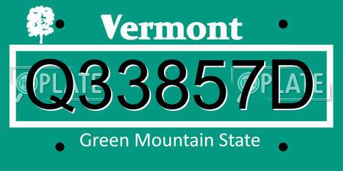 Q33857D Vermont License Plate
