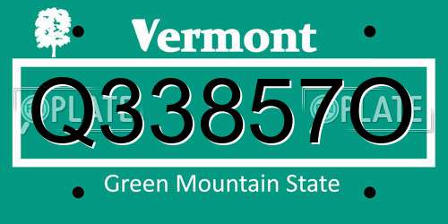 Q33857O Vermont License Plate
