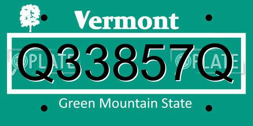 Q33857Q Vermont License Plate