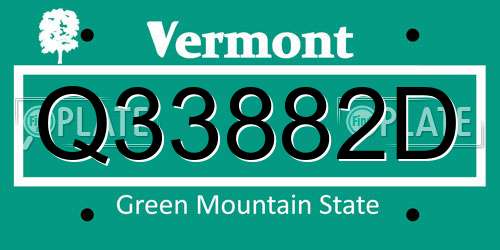 Q33882D Vermont License Plate
