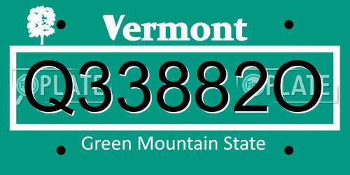 Q33882O Vermont License Plate