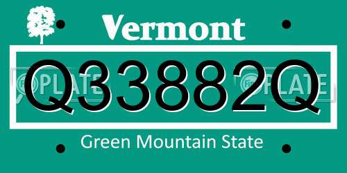 Q33882Q Vermont License Plate