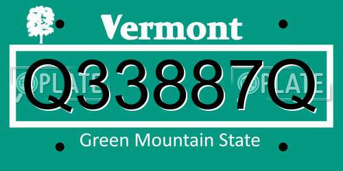 Q33887Q Vermont License Plate