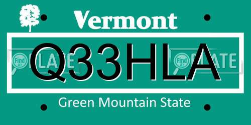 Q33HLA Vermont License Plate
