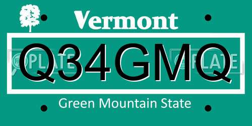 Q34GMQ Vermont License Plate