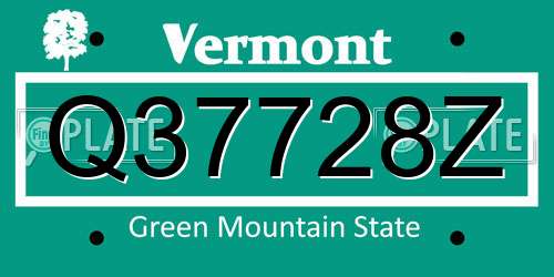 Q37728Z Vermont License Plate