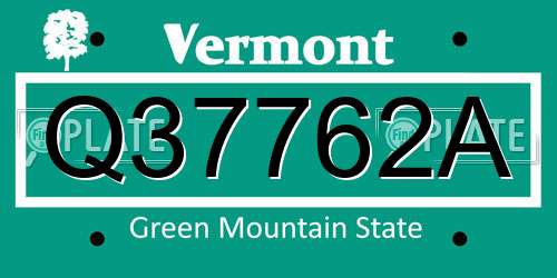 Q37762A Vermont License Plate