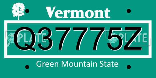 Q37775Z Vermont License Plate