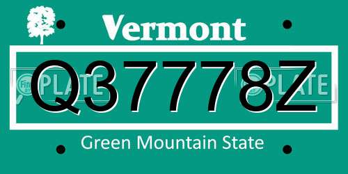 Q37778Z Vermont License Plate