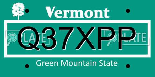 Q37XPP Vermont License Plate