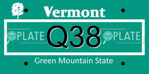Q38 Vermont License Plate