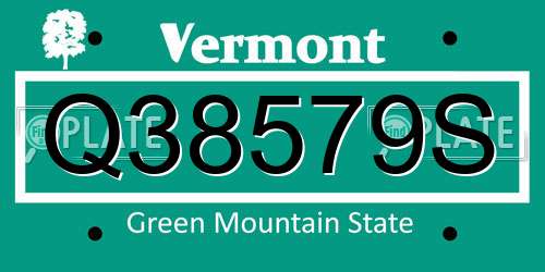 Q38579S Vermont License Plate