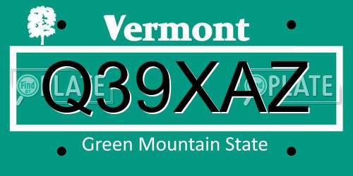 Q39XAZ Vermont License Plate