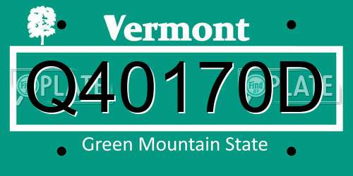 Q40170D Vermont License Plate
