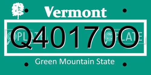 Q40170O Vermont License Plate