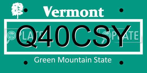 Q40CSY Vermont License Plate