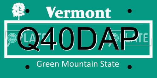 Q40DAP Vermont License Plate