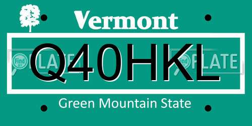 Q40HKL Vermont License Plate