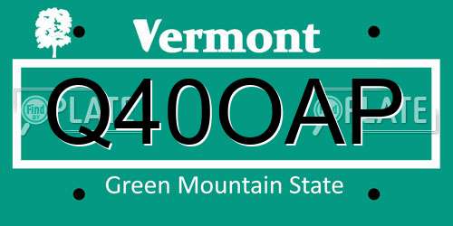Q40OAP Vermont License Plate