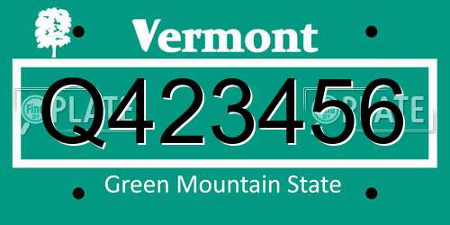Q423456 Vermont License Plate