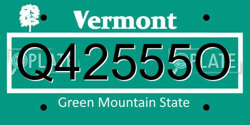 Q42555O Vermont License Plate