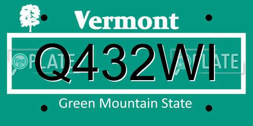 Q432WI Vermont License Plate