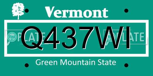 Q437WI Vermont License Plate
