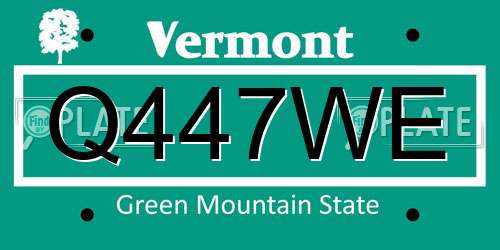 Q447WE Vermont License Plate