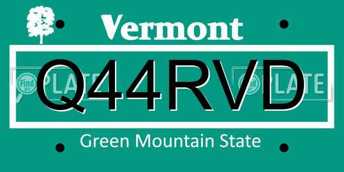 Q44RVD Vermont License Plate