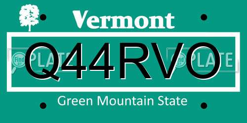 Q44RVO Vermont License Plate