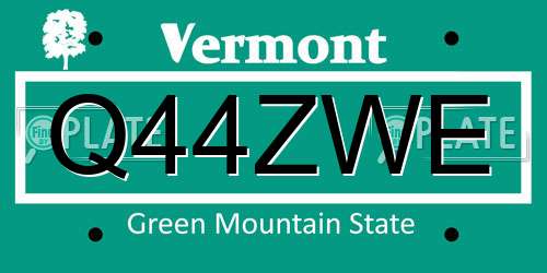Q44ZWE Vermont License Plate