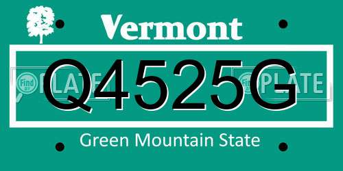 Q4525G Vermont License Plate
