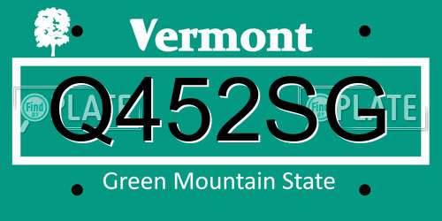 Q452SG Vermont License Plate