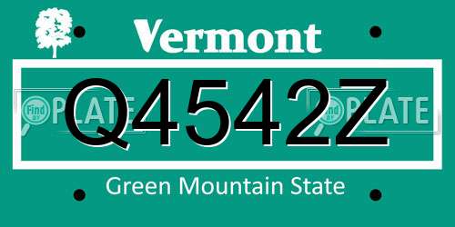 Q4542Z Vermont License Plate