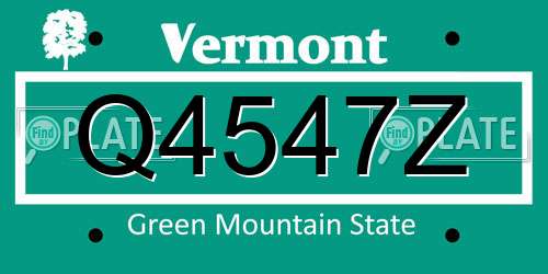 Q4547Z Vermont License Plate