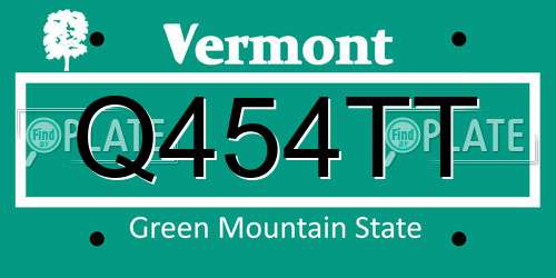 Q454TT Vermont License Plate