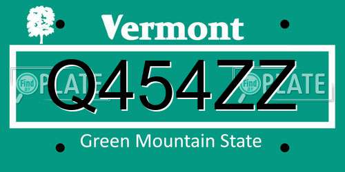 Q454ZZ Vermont License Plate