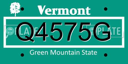 Q4575G Vermont License Plate
