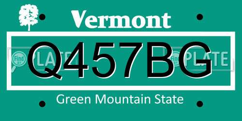 Q457BG Vermont License Plate